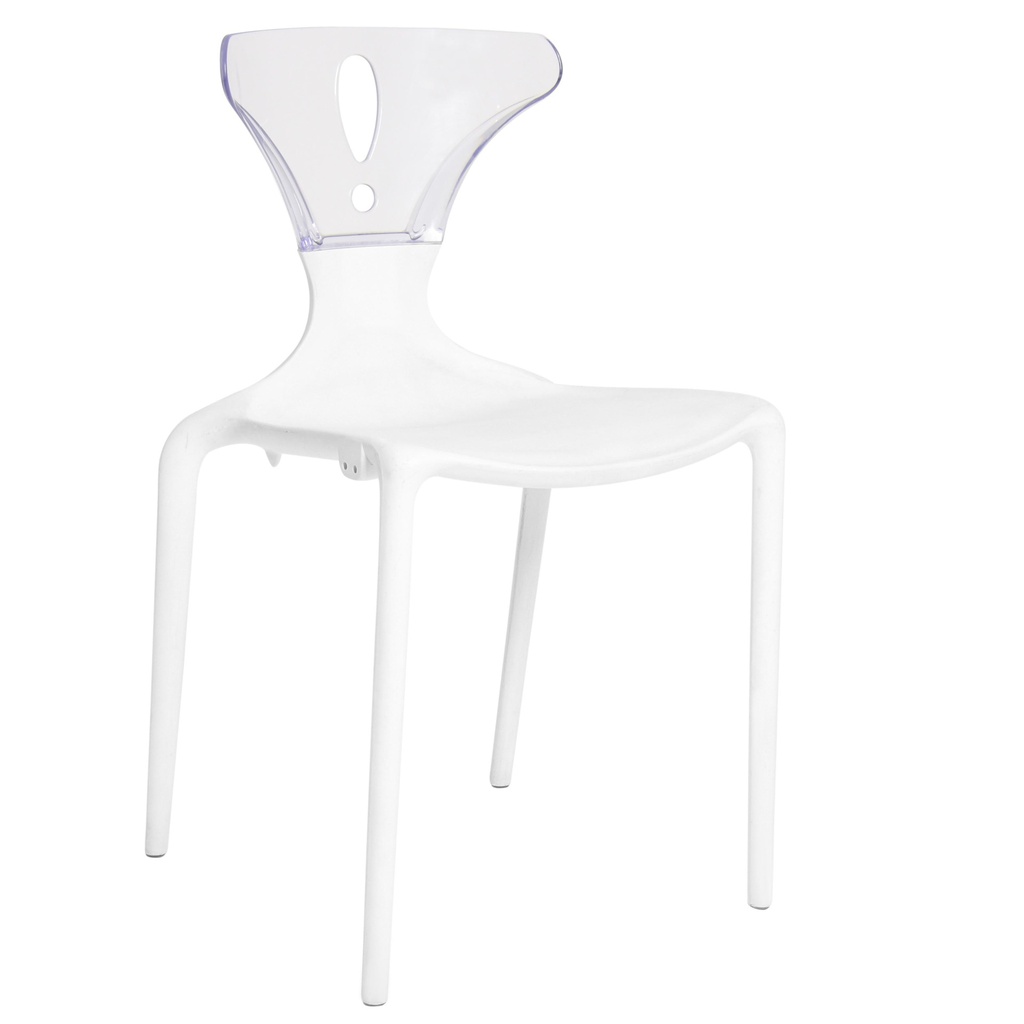 [1190601] Cafe Chair (WHITE White Seat/Clear Back)