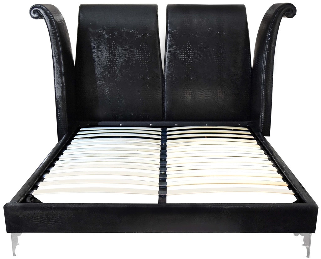 [1101461] King/Queen Bed Excl. Mattress (BLACK Black Pat Algtr)