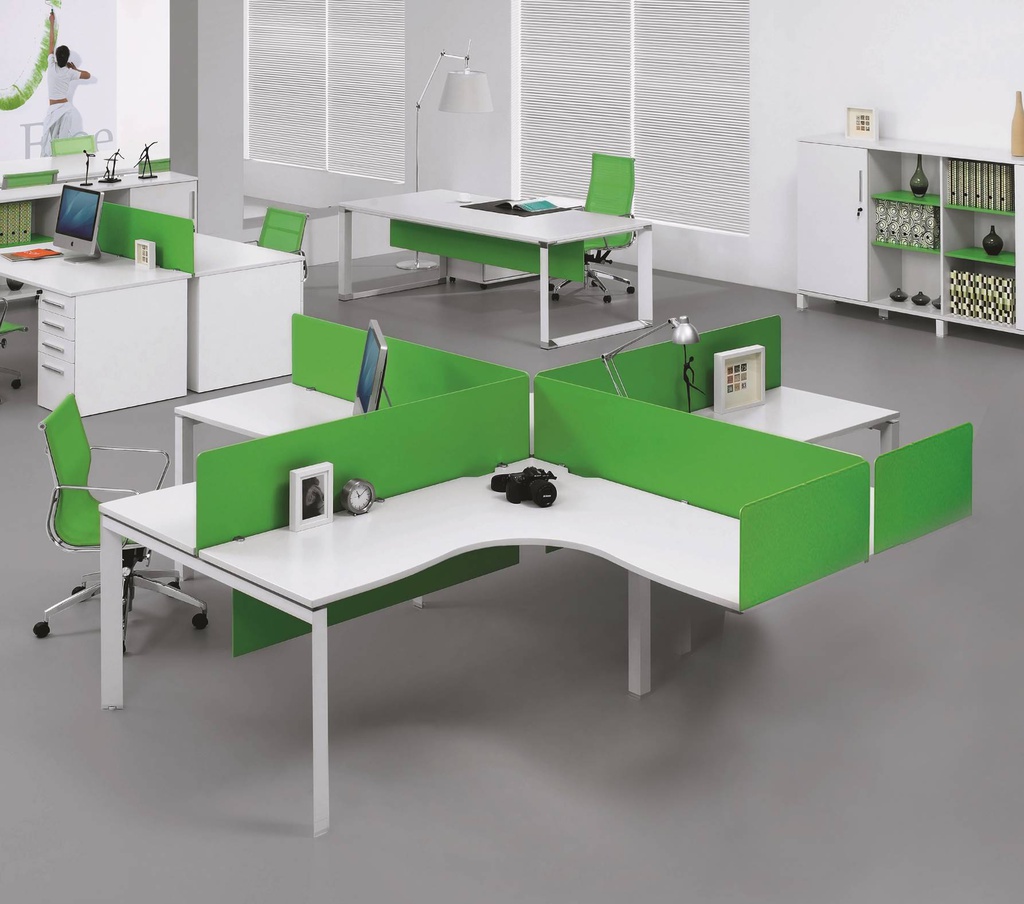 [1090970] 4 Seat Workstation (WHITE White Melamine)